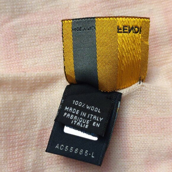 Vintage FENDI Light Pink & Cream Monogram Print Scarf - Picture 7 of 8